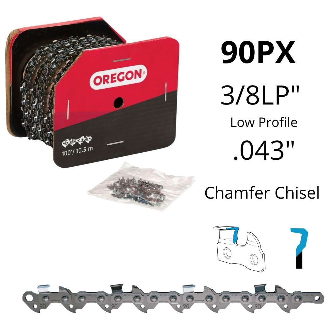 Oregon 90PX AdvanceCut™ Saw Chain 100ft 3/8LP .043" Chamfer Chisel™