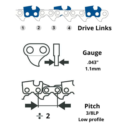 Tungsten Carbide Chain Maya ST 3/8LP .043" Low-Kickback