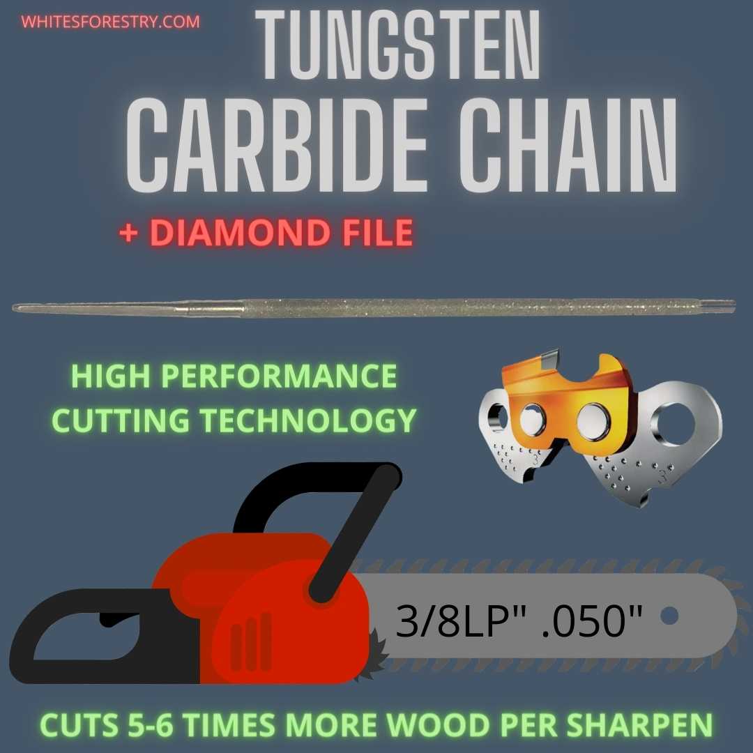 Tungsten Carbide Tipped Chain + Diamond File, 3/8LP" .050" Semi Chisel