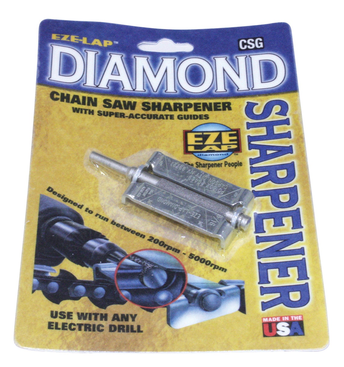 Eze-Lap Diamond Chainsaw Chain Sharpener - 3/16" - With Guide