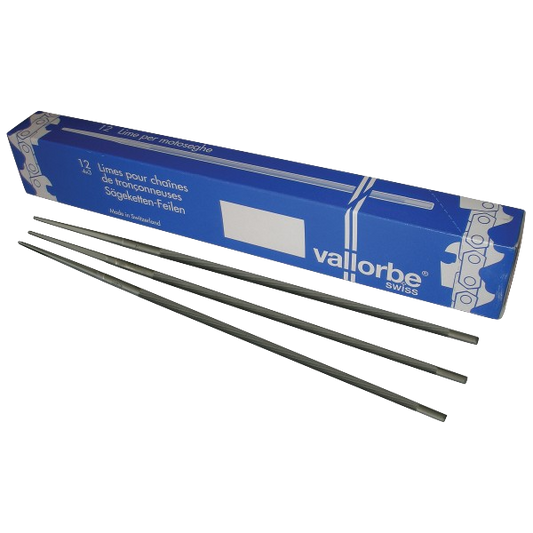 Chainsaw Files 4.8mm 3/16" Vallorbe® Swiss Quality 12-pack
