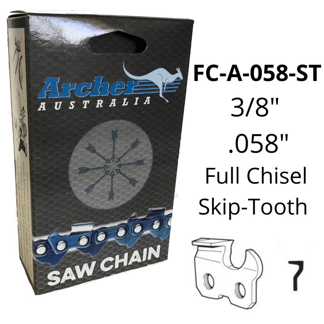 Archer Chainsaw Chain 3/8" .058" Skip-Tooth Full Chisel